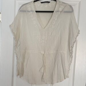 Zara Trafaluc White Textured Top